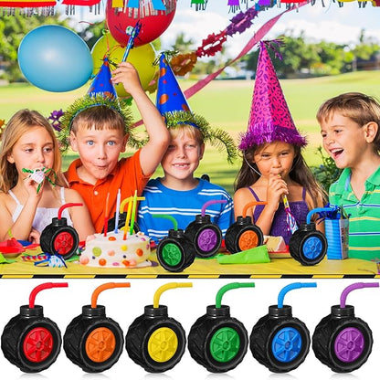 Mifoci 24 Pack Monster Truck Cups Set 17 oz Truck Tire Plastic Cup with Straw for Kids Construction Birthday Party Supplies Decoration