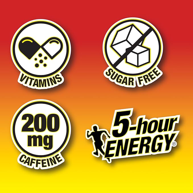 5-hour ENERGY Regular Strength Energy Shot, Pomegranate Flavor (1.93 oz. - 24 Count) Zero Calories & Sugar-Free 200 mg Caffeinated Shot, Amino Acids & B Vitamins, Dietary Supplements