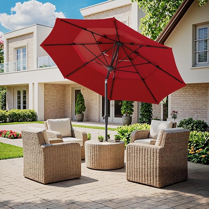 Patio Umbrellas, Pool Umbrella, Outdoor Umbrella with Push Button Tilt/Crank, Deck Umbrellas, Market Umbrela Table for Backyard, Deck, Garden, Pool