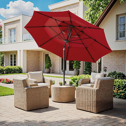 Patio Umbrellas, Pool Umbrella, Outdoor Umbrella with Push Button Tilt/Crank, Deck Umbrellas, Market Umbrela Table for Backyard, Deck, Garden, Pool