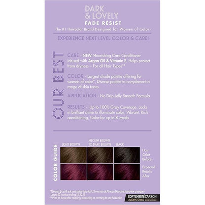 SoftSheen-Carson Dark and Lovely Fade Resist Rich Conditioning Hair Color, Permanent Hair Color, Up To 100 percent Gray Coverage, Brilliant Shine with Argan Oil and Vitamin E, Crimson, 2 Count