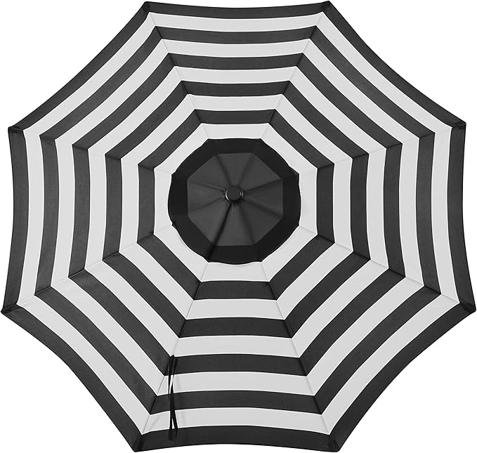 Yaheetech 9FT Patio Umbrella Outdoor Umbrella Patio Yard Market Table Umbrella with Push Button Tilt & Crank for Garden/Beach/Lawn/Deck/Backyard/Pool, 8 Ribs, Black/White