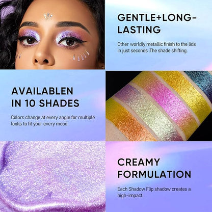 MAKI YIKA Glitter Eyeshadow Purple Liquid Multichrome Eyeshadows Long Lasting Metallic Chameleon Eye Shadow Holographic Eye Topper Glitters (#1 Twilight)