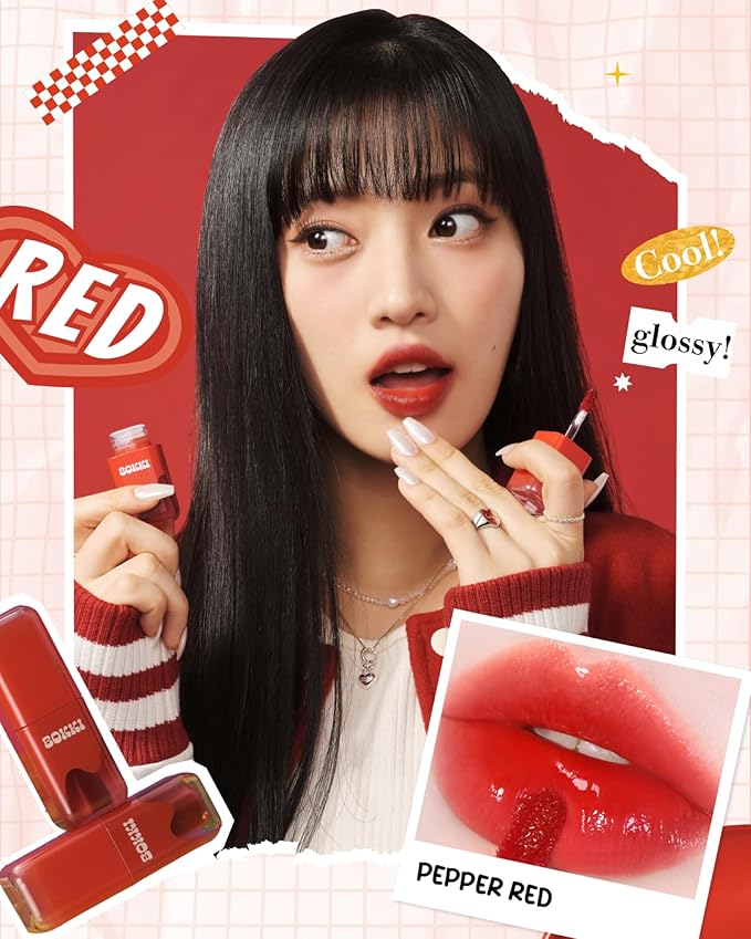Glow Bokki Glossy Lip Tint, Korean Beauty (GB04 Spicy Pepper, 4.1 grams)