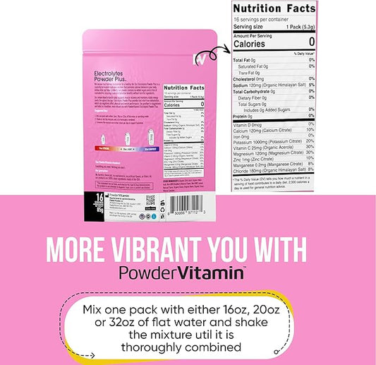 Electrolytes Powder Plus, Keto, Raspberry Lemonade, Sugar Free, Pink Himalayan Salt, 1000mg Potassium, 120mg Calcium, 120mg Magnesium, Non-GMO, Zero Calories, (16 Hydration Packets)
