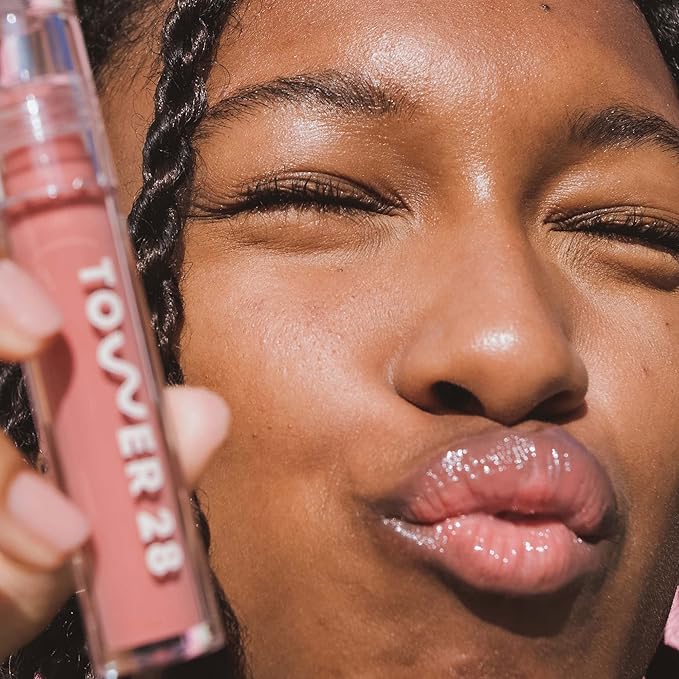 Tower 28 ShineOn Milky Lip Jelly, PISTACHIO, Non-Sticky, Hydrating Vegan Lip Gloss in Milky Nude Pink, Moisturizing Apricot and Raspberry Seed Oil, Clean, Cruelty Free