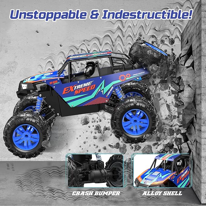 DEERC Large 1:8 Scale Upgraded RC Cars Remote Control Car for Adults Boys, Off Road Monster Truck with Realistic Sound, 2.4Ghz 4WD Rock Crawler Toy All Terrain Climbing, 2 Batteries for 80 Min Play