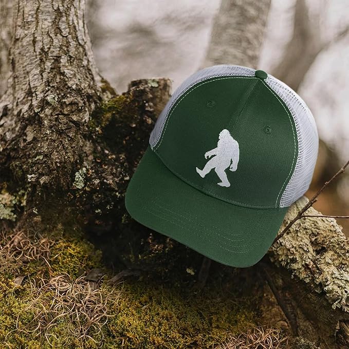 Mesh Bigfoot Hat Leather Cap for Men- Great Snapback Closure Sasquatch Hat for Hunting & Hiking