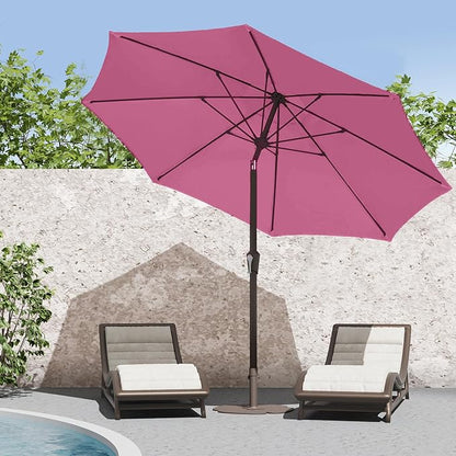 PatioKingdom 9FT Patio Outdoor Umbrella-UPF 50+ Sun Shade with Wind Vent, Push-Button Tilt & Smooth Crank Lift, Rust-Resistant Fiberglass Frame for Garden, Backyard,Yard