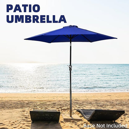 9FT Outdoor Patio Umbrella with Push Button Tilt and Crank, Beach Umbrella for Sun Shades, Market Umbrella with 6 Sturdy Metal Ribs, UV Resistant Waterproof for Garden, Backyard, Deck, Pool