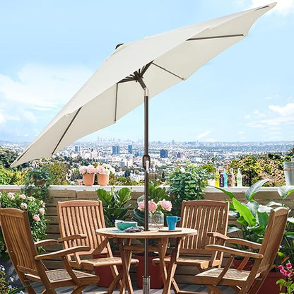 Blissun 9' Outdoor Patio Umbrella, Outdoor Table Umbrella, Yard Umbrella, Market Umbrella with 8 Sturdy Ribs, Push Button Tilt and Crank