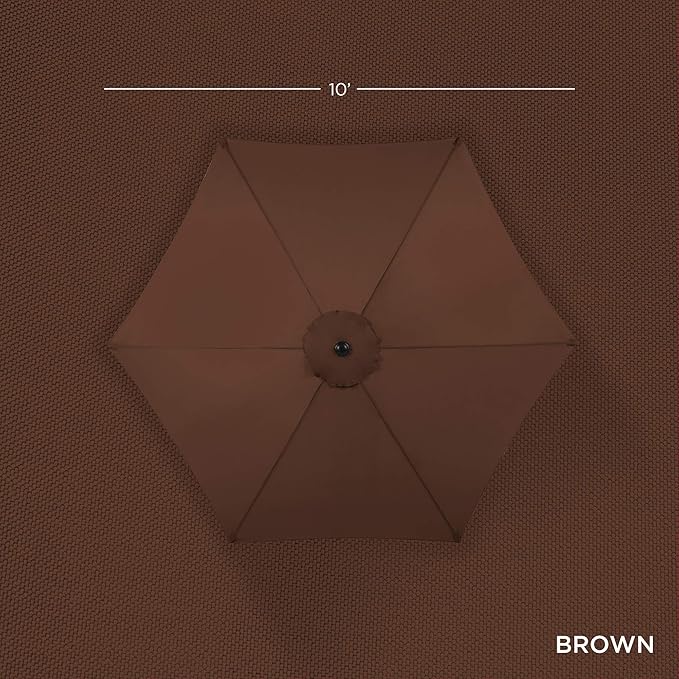 Best Choice Products 10ft Outdoor Steel Polyester Market Patio Umbrella w/Crank, Easy Push Button, Tilt, Table Compatible - Brown