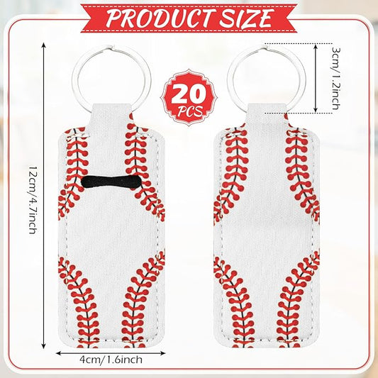 Patelai 20 Pcs Softball Lipstick Holder Keychain Lipstick Holder Clip-on Sleeve Pouch (White)