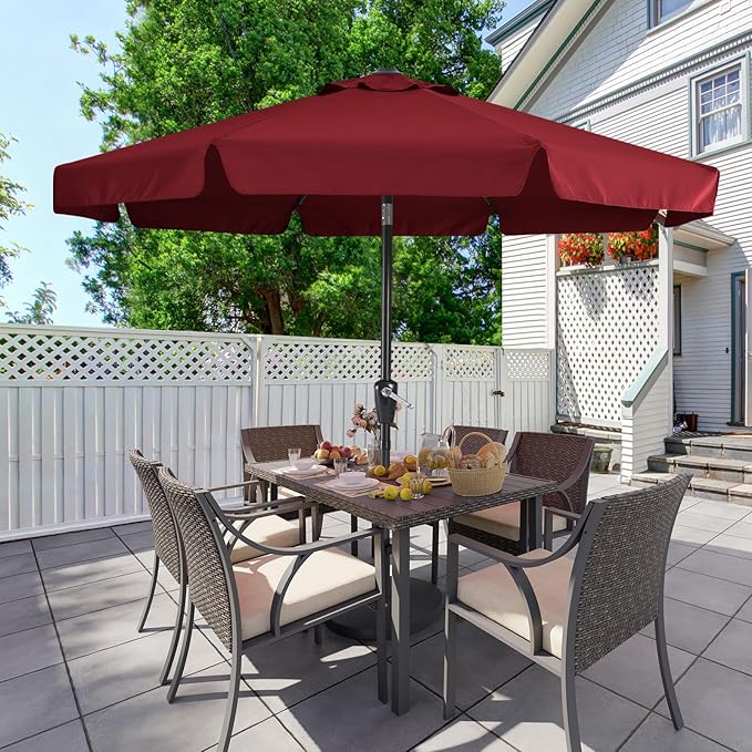 MASTERCANOPY Valance Patio Umbrella for Outdoor Table Market -8 Ribs (10ft, Burgundy)