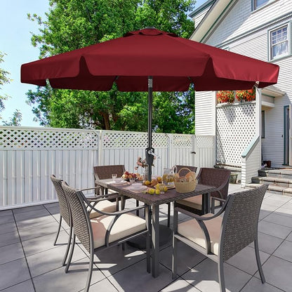 MASTERCANOPY Valance Patio Umbrella for Outdoor Table Market -8 Ribs (10ft, Burgundy)