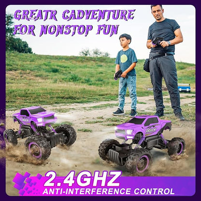 DOUBLE E Remote Control Car for Girls 1/12 Scale Monster Trucks Dual Motors Off Road RC Trucks, Girls Toys Gifts for Girls Daughter Kids, Birthday Gift Ideas, Purple