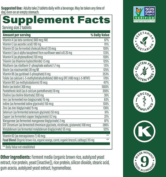 MegaFood Women's Advanced Multivitamin for Women - Doctor-Formulated With Iron, Choline, Vitamin D, Vitamin C & Zinc - Brain Health - Immune Support - Non-GMO - Vegetarian - 60 Tabs (30 Servings)