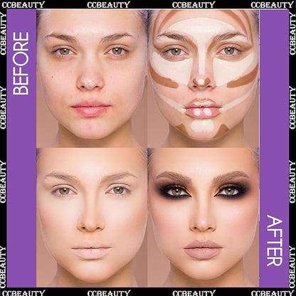 CCbeauty 2pcs 2-IN-1 Matte Contour Highlighter Stick with