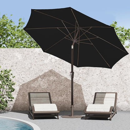 PatioKingdom 9FT Patio Outdoor Umbrella-UPF 50+ Sun Shade with Wind Vent, Push-Button Tilt & Smooth Crank Lift, Rust-Resistant Fiberglass Frame for Garden, Backyard,Yard