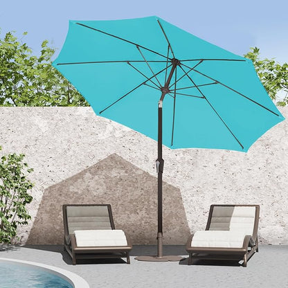 PatioKingdom 9FT Patio Outdoor Umbrella-UPF 50+ Sun Shade with Wind Vent, Push-Button Tilt & Smooth Crank Lift, Rust-Resistant Fiberglass Frame for Garden, Backyard,Yard