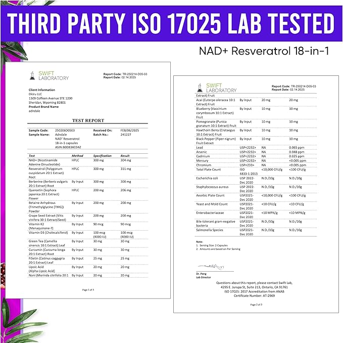 NAD Supplement. Longevity Formula with NAD, Trans Resveratrol, Quercetin, Betaine Anhydrous, Grape Seed, Fisetin. 180 Capsules