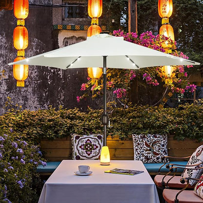 Blissun 7.5 ft Solar Umbrella, 18 LED Lighted Patio Umbrella, Table Market Umbrella