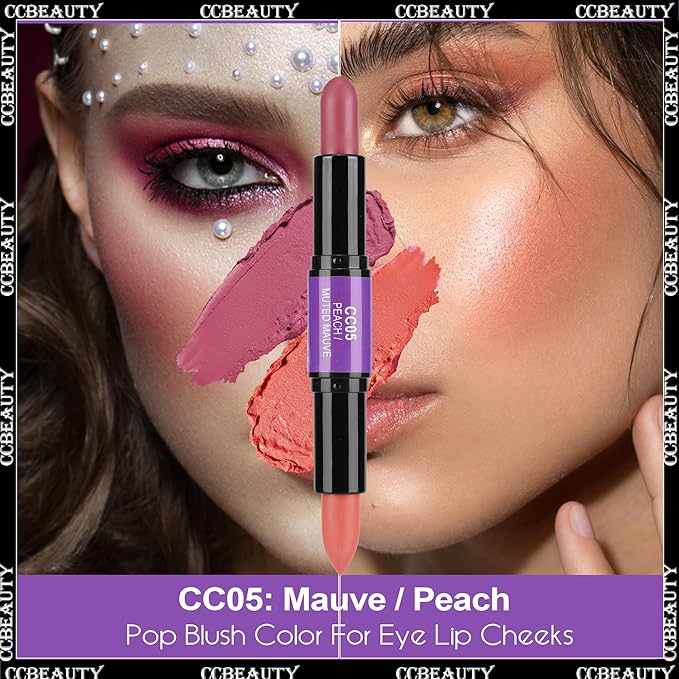 CCbeauty 2pcs 2-IN-1 Matte Contour Highlighter Stick with
