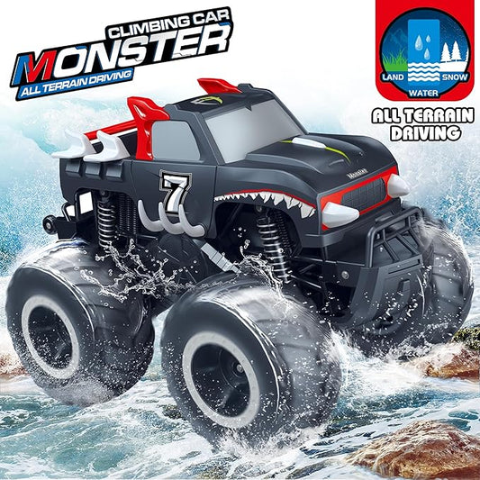 Threeking 1:16 Waterproof Monster Truck Pickup Toys RC Cars Remote Control Car Truck Toys 4WD All Terrain Off-Road Car Toy Gifts Presents 6 7 8 9 10 11 12 Year Old Kids Boys Girls Toys