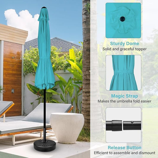 Simple Deluxe 9' Patio Umbrella Outdoor Table Market Yard Umbrella with Push Button Tilt/Crank