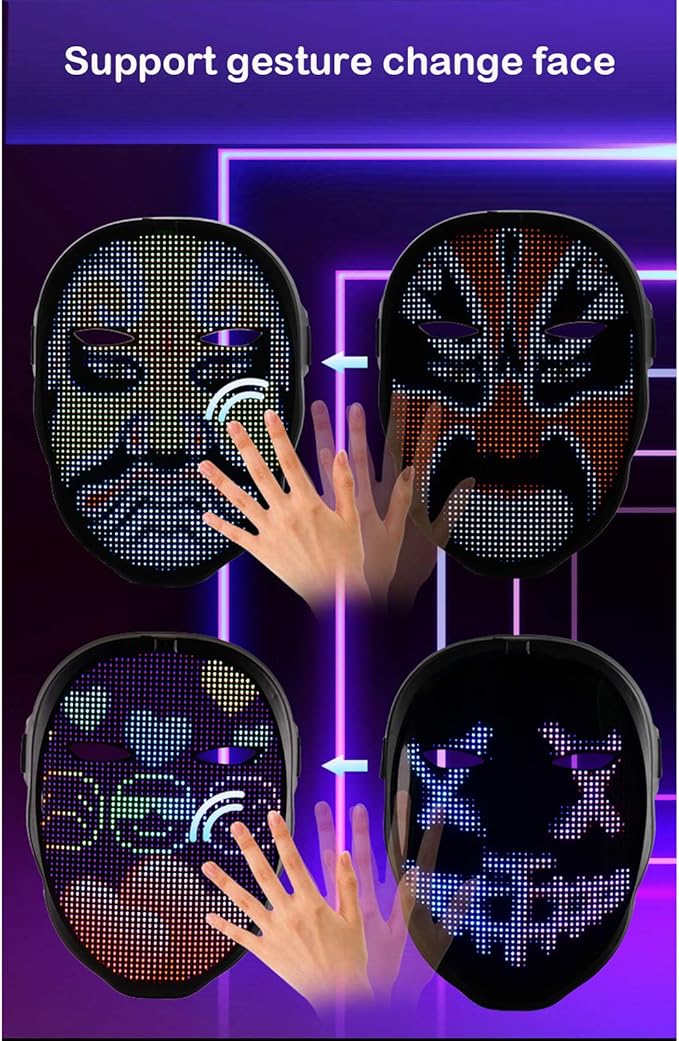 Depointer Life Led Mask with Bluetooth-compatible App Controlled, Customizable Shining Mask, unisex-adult