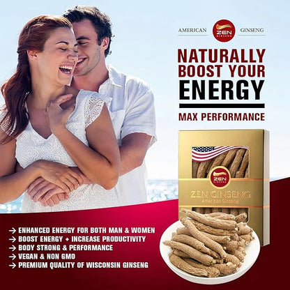 4 Boxes of American Wisconsin Ginseng - Small Long Root - Premium Quality Panax Ginseng. Boosts Body Immunity, Energy for Men & Women (16oz)