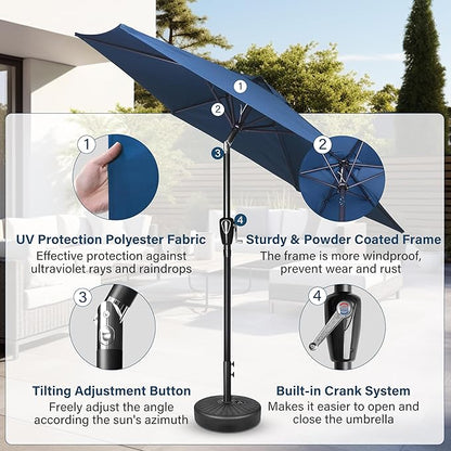 Simple Deluxe 9' Patio Umbrella Outdoor Table Market Yard Umbrella with Push Button Tilt/Crank