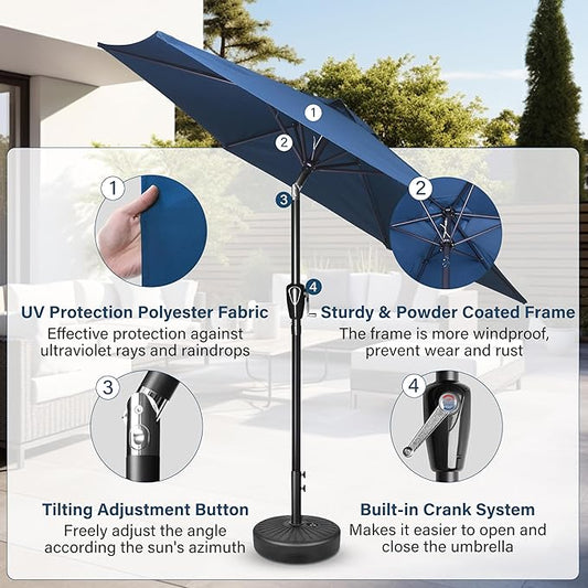 Simple Deluxe 9' Patio Umbrella Outdoor Table Market Yard Umbrella with Push Button Tilt/Crank