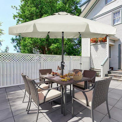 MASTERCANOPY Valance Patio Umbrella for Outdoor Table Market -8 Ribs (10ft, Light Beige)