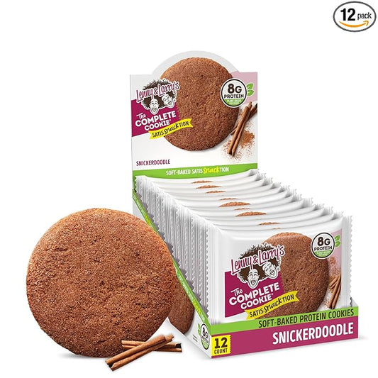 Lenny & Larry's The Complete Cookie, Snickerdoodle, Soft Baked, 16g Plant Protein, Vegan, Non-GMO, 4 Ounce Cookie (Pack of 12)