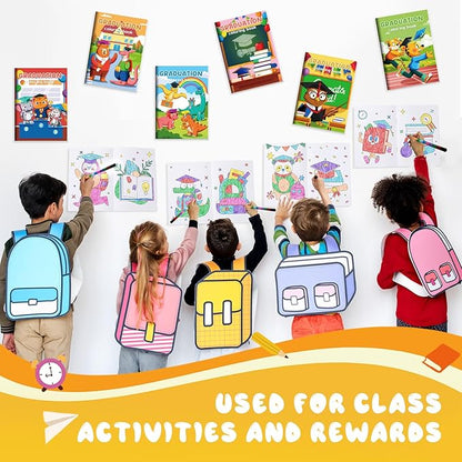 BenLouis 24 Kindergarten Graduation Mini Coloring Books Kids with 24 Stacking Crayons Preschool Party Favors Activity Books Bulk for Kids Student Grad Party Goodie Bag Gift Stuffer Classroom Reward