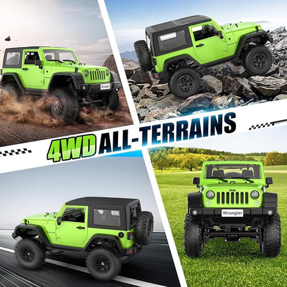 DOUBLE E 1:14 Jeep Wrangler Remote Control Cars RC Trucks 4wd Off-Road RC Monster Truck Off Road with Led Headlight and Rechargeable Battery Gifts for Adults Boys 8-12