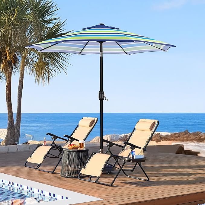 Yaheetech Patio Umbrella, 9ft Outdoor Market Table Umbrella with Push Button Tilt and Crank, 8 Sturdy Ribs Outdoor Yard Sun Shade for Garden Deck Backyard Pool