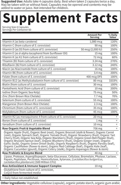 Garden of Life Multivitamin for Women 50 & Over, Vitamin Code Women 50 & Wiser Multi - 240 Capsules with Vitamins A, B, C, D3, E & K, CoQ10, Probiotics & Enzymes