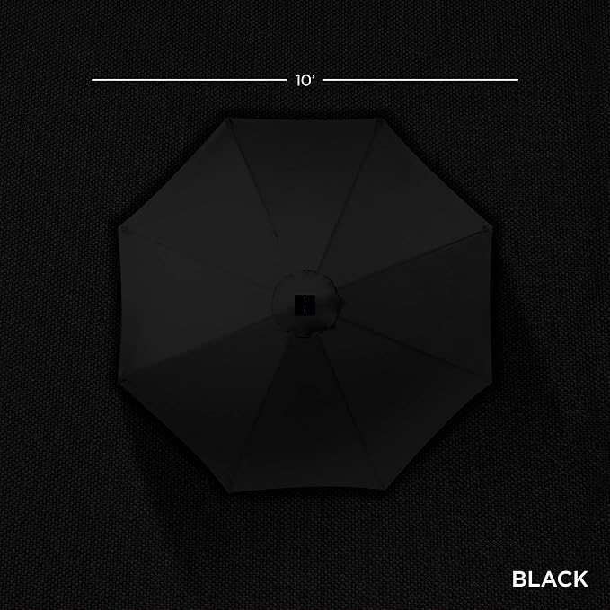 Best Choice Products 10ft Solar Polyester LED Lighted Patio Umbrella w/Tilt Adjustment and UV-Resistant Fabric - Black