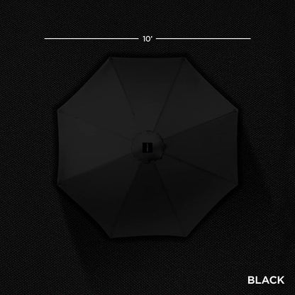 Best Choice Products 10ft Solar Polyester LED Lighted Patio Umbrella w/Tilt Adjustment and UV-Resistant Fabric - Black