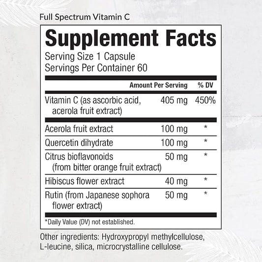 Equilife - Full Spectrum Vitamin C, Immune Support Supplement, Antioxidants Supplement, Promotes Promotes Long-Lasting Moisture in Skin, Helps Regulate Irritation Responses, Easy-to-Use (60 Capsules)