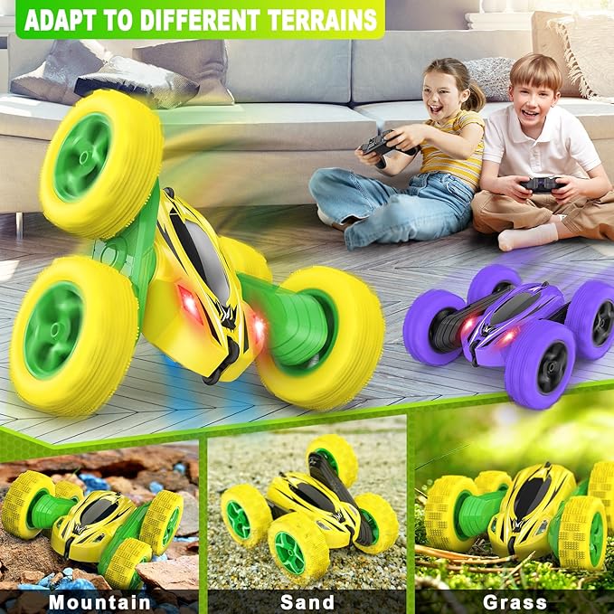 Remote Control Car, RC Cars Toys, 2.4GHz 4WD Fast RC Car Kids Toys Double Sided 360° Rotating Monster Truck Toys for Girls RC Truck Toy Cars for Boys