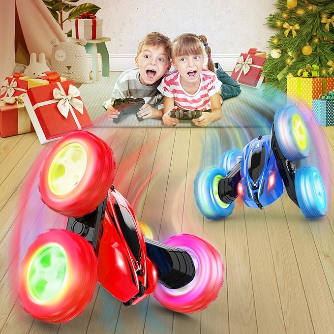 Remote Control Car, RC Cars Toys, 2.4GHz 4WD Fast RC Car Kids Toys Double Sided 360° Rotating Monster Truck Toys for Girls RC Truck Toy Cars for Boys