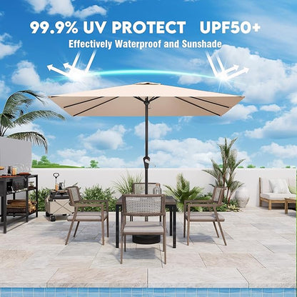 8' x 10' Rectangular Patio Umbrellas for Outdoor, Outdoor Table Umbrella, Large Outdoor Patio Umbrellas with 8 Sturdy Ribs for Market, Garden, Pool (Beige)