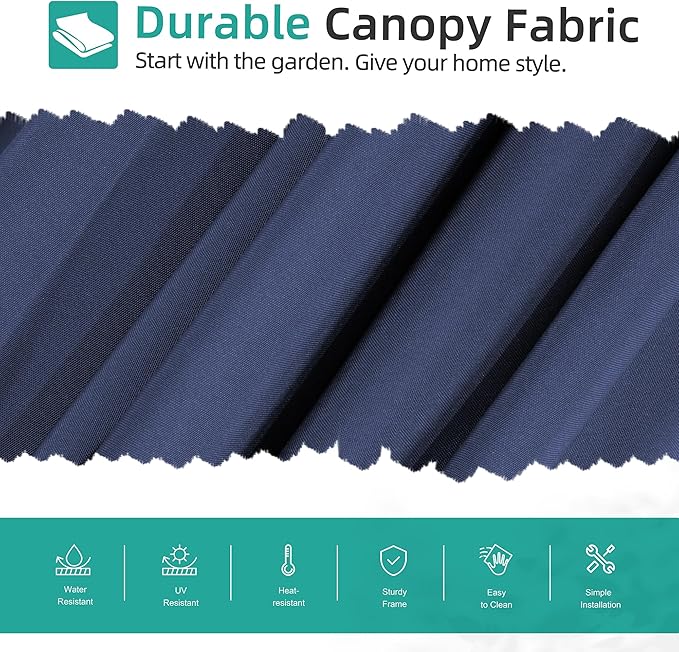 Shintenchi Patio Offset Umbrella with Easy Tilt Adjustment, Crank and Cross Base, Outdoor Cantilever Hanging Umbrella, Sunshade Canopy, Navy Blue