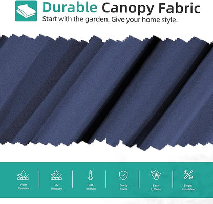 Shintenchi Patio Offset Umbrella with Easy Tilt Adjustment, Crank and Cross Base, Outdoor Cantilever Hanging Umbrella, Sunshade Canopy, Navy Blue