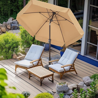 ABCCANOPY Patio Umbrella 7.5ft, Outdoor Table Umbrella with Push Button Tilt and Crank, 6 Ribs Umbrella for Patio Pool Garden Deck (Khaki)