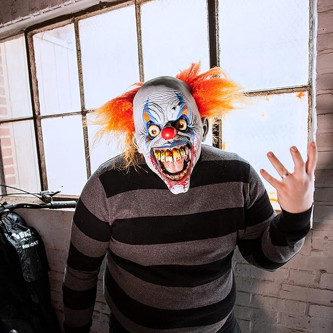 Deja Boo Scary Adult Mask - Unique Creepy Halloween Mask Design - Realistic Face Costumes- Scariest Masks Ever For A Fun Halloween -Adults Horror Costume Pure Evil - Killer Shingles the Clown Mask