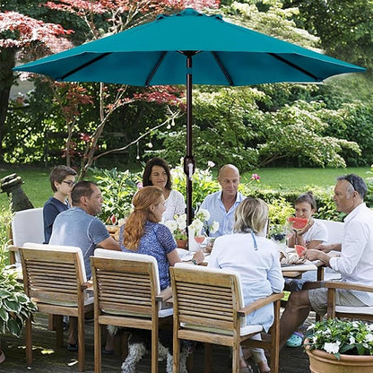 Blissun 9' Outdoor Patio Umbrella, Outdoor Table Umbrella, Yard Umbrella, Market Umbrella with 8 Sturdy Ribs, Push Button Tilt and Crank
